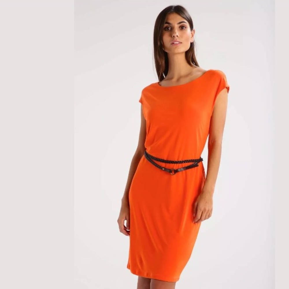 Ralph Lauren Belted Jersey Dress Sunset Orange M